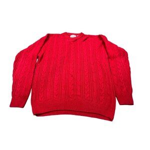 Vintage Duplex Sweater Womens XL Red Cable Knit Grannycore Cottagecore Cozy Warm